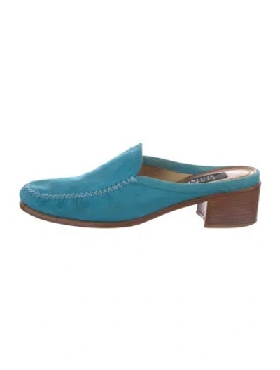 Pre-owned Stuart Weitzman Suede Mules In Blue