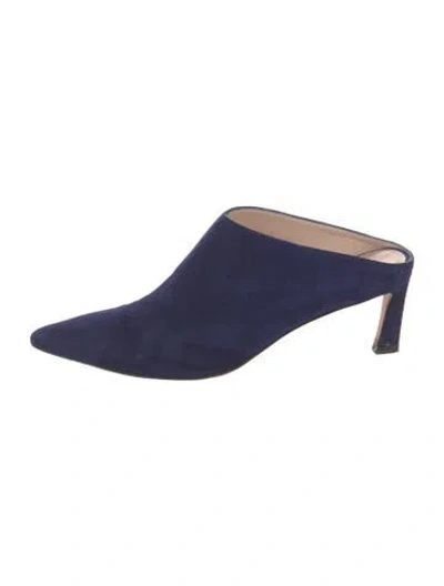 Pre-owned Stuart Weitzman Suede Mules In Blue