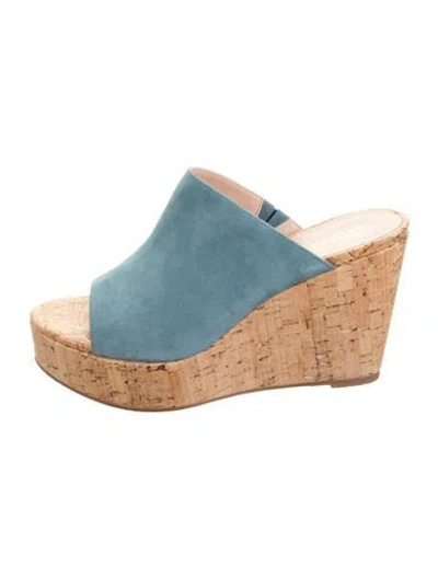 Pre-owned Stuart Weitzman Suede Mules In Blue