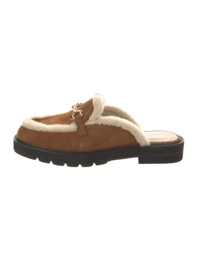 Pre-owned Stuart Weitzman Suede Mules In Brown
