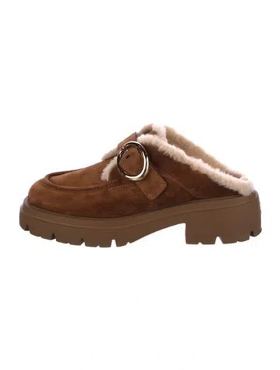 Pre-owned Stuart Weitzman Suede Mules In Brown