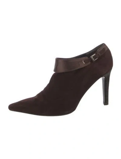 Pre-owned Stuart Weitzman Suede Mules In Brown