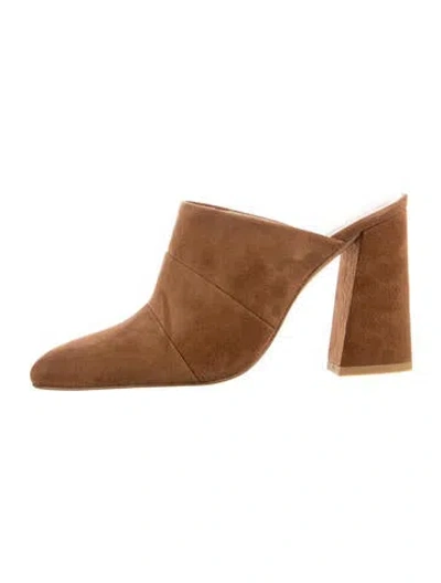 Pre-owned Stuart Weitzman Suede Mules In Brown
