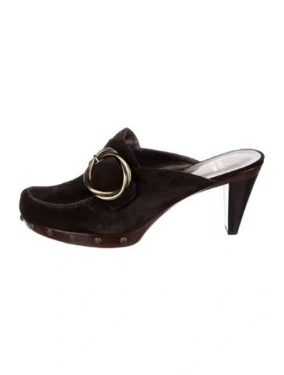 Pre-owned Stuart Weitzman Suede Mules In Brown