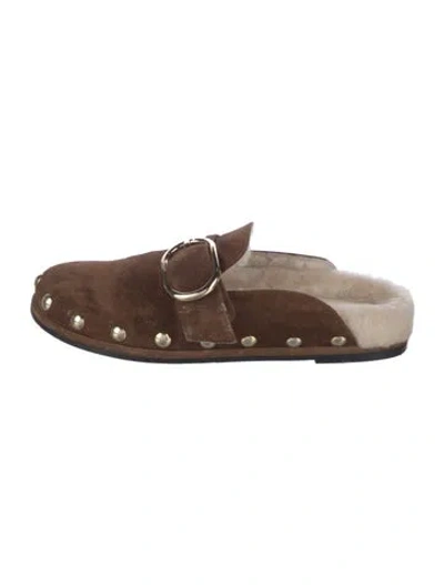 Pre-owned Stuart Weitzman Suede Mules In Brown