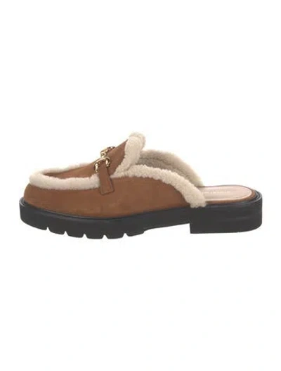 Pre-owned Stuart Weitzman Suede Mules In Brown