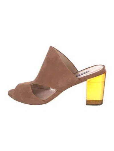 Pre-owned Stuart Weitzman Suede Mules In Brown