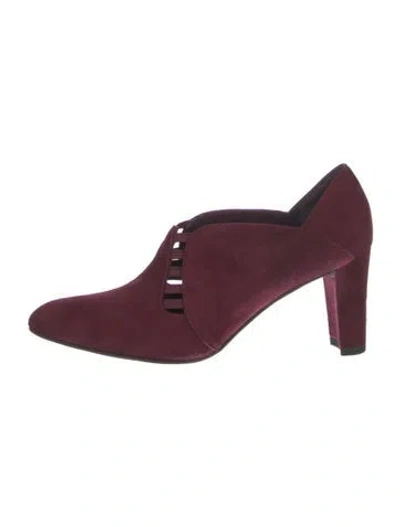 Pre-owned Stuart Weitzman Suede Mules In Burgundy