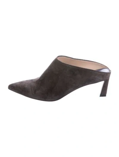 Pre-owned Stuart Weitzman Suede Mules In Gray