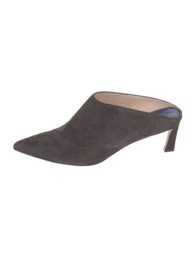 Pre-owned Stuart Weitzman Suede Mules In Gray