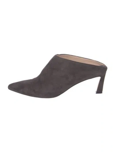 Pre-owned Stuart Weitzman Suede Mules In Grey