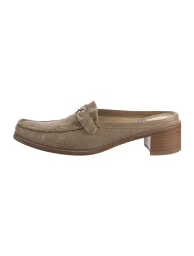 Pre-owned Stuart Weitzman Suede Mules In Neutral