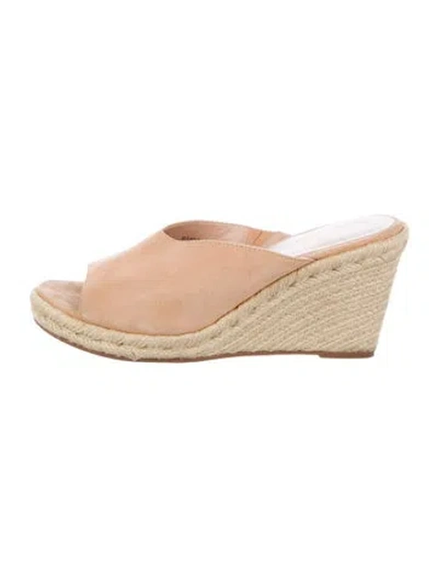 Pre-owned Stuart Weitzman Suede Mules In Neutral