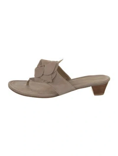Pre-owned Stuart Weitzman Suede Mules In Neutral