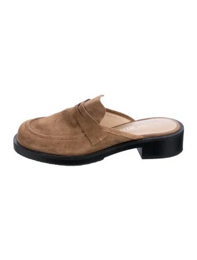 Pre-owned Stuart Weitzman Suede Mules In Neutral