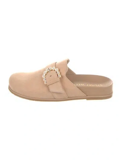 Pre-owned Stuart Weitzman Suede Mules In Neutral