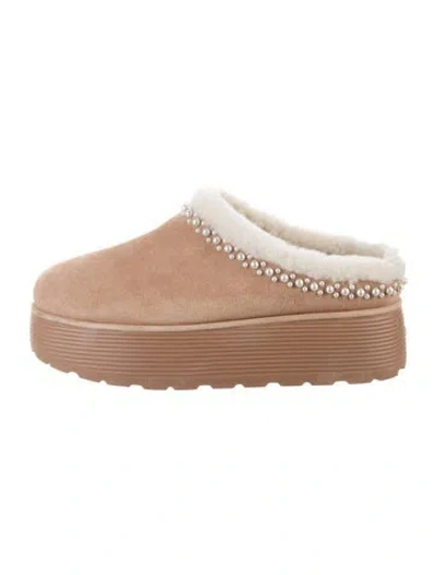 Pre-owned Stuart Weitzman Suede Mules In Neutrals