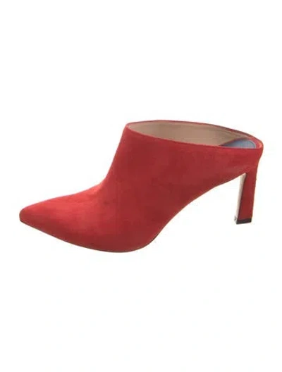 Pre-owned Stuart Weitzman Suede Mules In Red