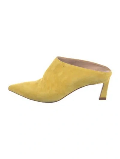 Pre-owned Stuart Weitzman Suede Mules In Yellow