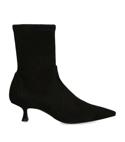Stuart Weitzman Naomi 50 High Heels Ankle Boots In Black Suede