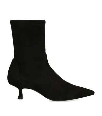 Stuart Weitzman Suede Naomi Ankle Boots 50 In Black