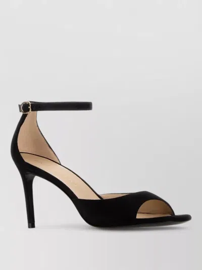 Stuart Weitzman Suede Nudistia Sandals Ankle Strap Design In Black