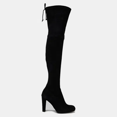 Pre-owned Stuart Weitzman Suede Over The Knee Boots 35.5 In Black