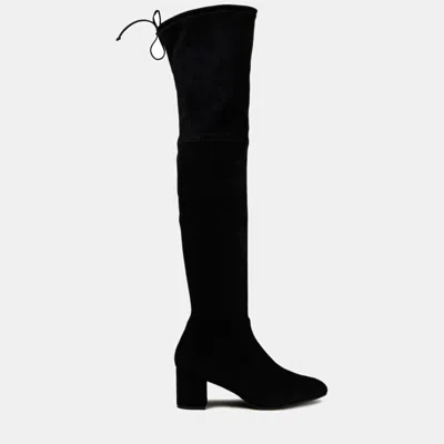 Pre-owned Stuart Weitzman Suede Over The Knee Boots 38.5 In Black