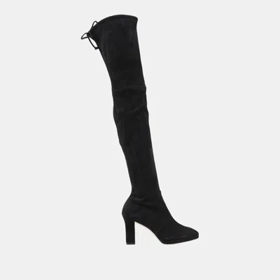 Pre-owned Stuart Weitzman Suede Over The Knee Boots 39.5 In Black