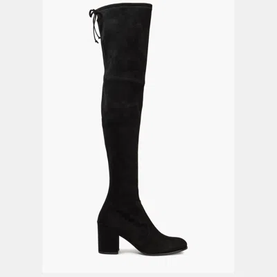 Pre-owned Stuart Weitzman Suede Over The Knee Boots Size 37 In Black