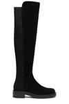 Stuart Weitzman Suede Over-the-knee Boots With Rounded Toe And Low Block Heel In Black