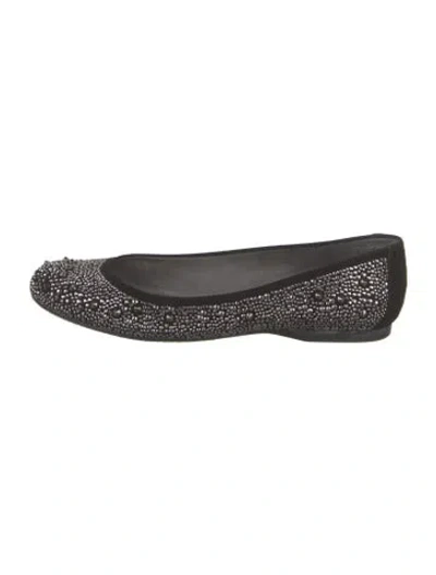 Pre-owned Stuart Weitzman Suede Patterned Ballet Flats In Black