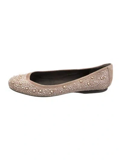 Pre-owned Stuart Weitzman Suede Patterned Ballet Flats In Brown/neutrals