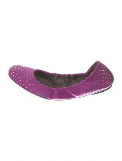 Pre-owned Stuart Weitzman Suede Patterned Ballet Flats In Purple