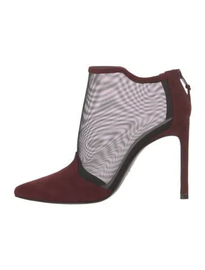 Pre-owned Stuart Weitzman Suede Patterned Boots In Red