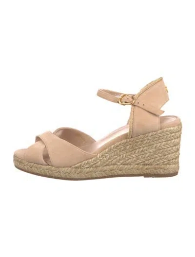 Pre-owned Stuart Weitzman Suede Patterned Espadrilles In Pink