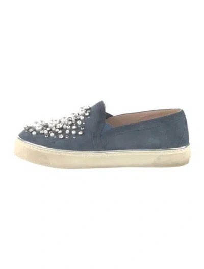 Pre-owned Stuart Weitzman Suede Patterned Flats In Blue