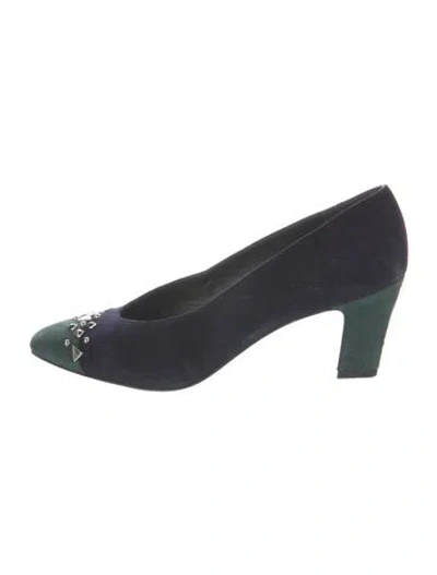 Pre-owned Stuart Weitzman Suede Patterned Pumps In Blue