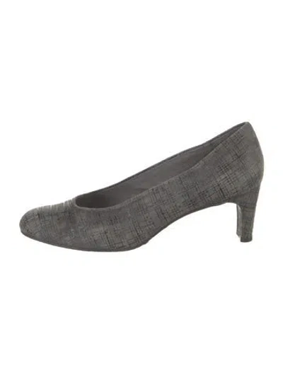 Pre-owned Stuart Weitzman Suede Plaid Print Pumps In Gray