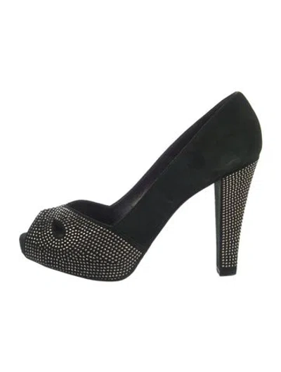 Pre-owned Stuart Weitzman Suede Plaid Print Pumps In Green