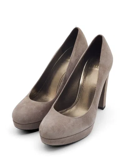 Pre-owned Stuart Weitzman Suede Platform Pumps In Neutral