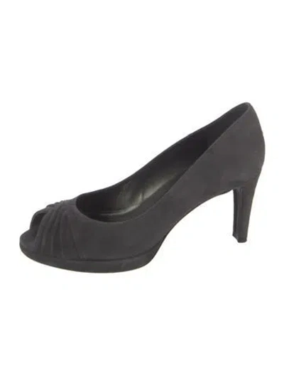 Pre-owned Stuart Weitzman Suede Pleated Accents Pumps In Gray