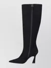 Stuart Weitzman Suede Pointed Toe Knee Length Boots In Black