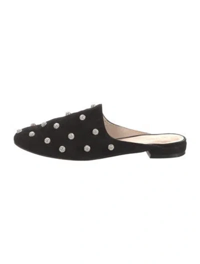 Pre-owned Stuart Weitzman Suede Polka Dot Print Mules In Black