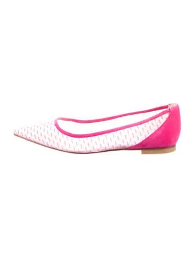 Pre-owned Stuart Weitzman Suede Printed Ballet Flats In Pink/white