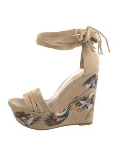 Pre-owned Stuart Weitzman Suede Printed Espadrilles In Neutral