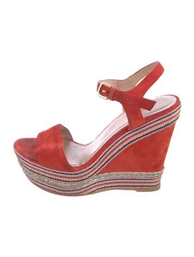 Pre-owned Stuart Weitzman Suede Printed Espadrilles In Red
