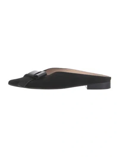 Pre-owned Stuart Weitzman Suede Printed Mules In Black