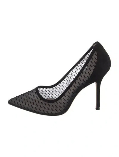 Pre-owned Stuart Weitzman Suede Printed Pumps In Black