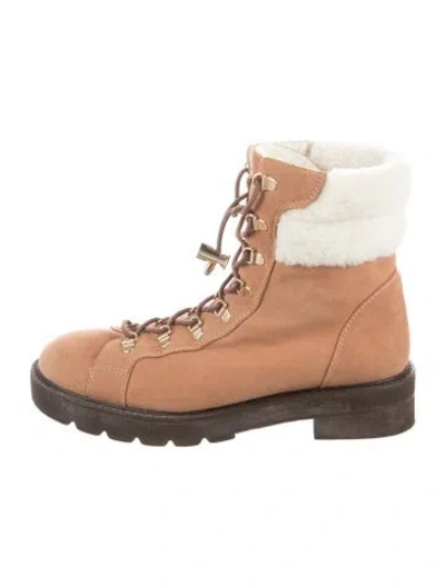 Pre-owned Stuart Weitzman Suede Printed Snow Boots In Neutral